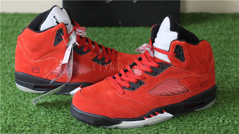 Authentic Air Jordan 5 Retro Raging Bull Red Suede